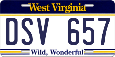 WV license plate DSV657
