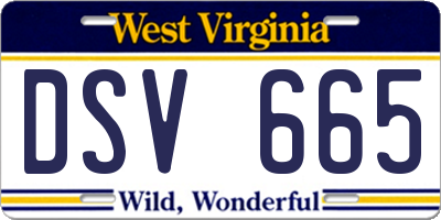 WV license plate DSV665