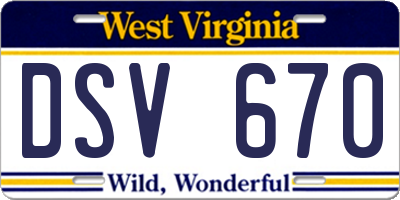 WV license plate DSV670