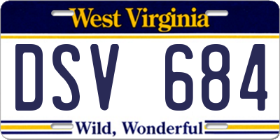 WV license plate DSV684