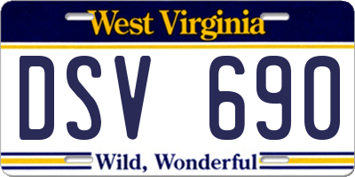 WV license plate DSV690