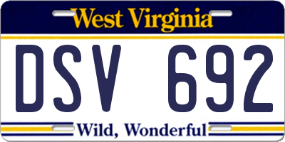 WV license plate DSV692