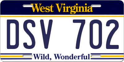 WV license plate DSV702