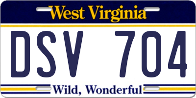 WV license plate DSV704