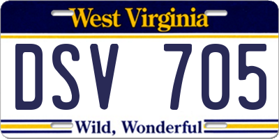 WV license plate DSV705