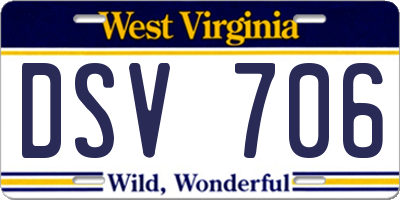 WV license plate DSV706