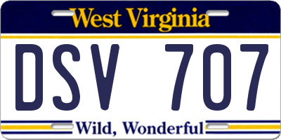 WV license plate DSV707