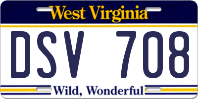 WV license plate DSV708