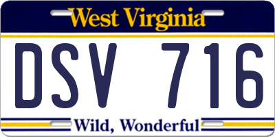 WV license plate DSV716