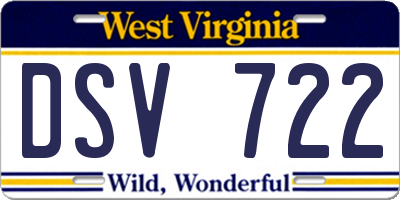 WV license plate DSV722