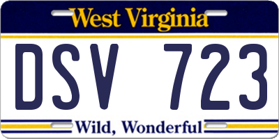 WV license plate DSV723