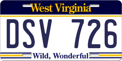 WV license plate DSV726