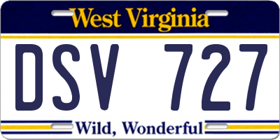 WV license plate DSV727