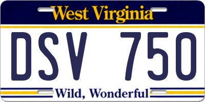 WV license plate DSV750