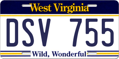 WV license plate DSV755