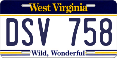 WV license plate DSV758