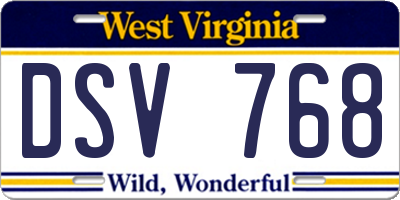 WV license plate DSV768