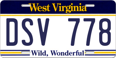 WV license plate DSV778