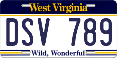 WV license plate DSV789