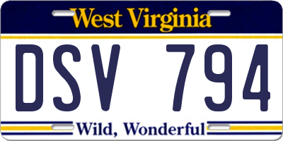 WV license plate DSV794