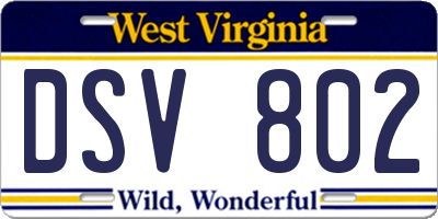 WV license plate DSV802