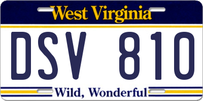 WV license plate DSV810