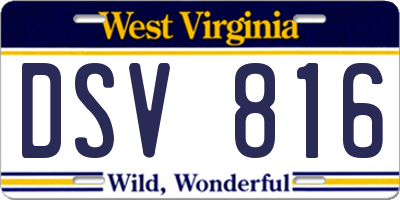 WV license plate DSV816