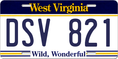WV license plate DSV821