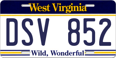 WV license plate DSV852