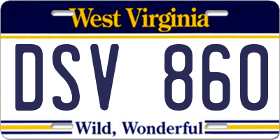 WV license plate DSV860