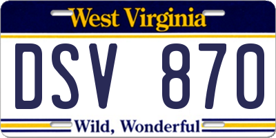 WV license plate DSV870