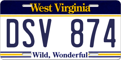 WV license plate DSV874