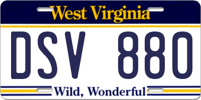 WV license plate DSV880