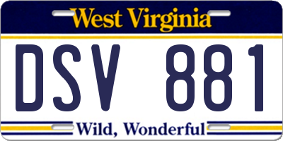 WV license plate DSV881