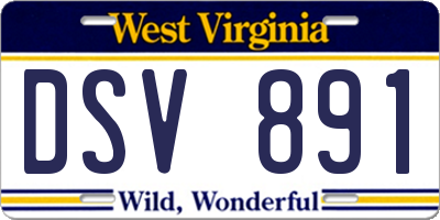 WV license plate DSV891