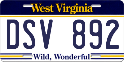 WV license plate DSV892