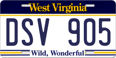 WV license plate DSV905