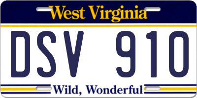 WV license plate DSV910