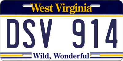 WV license plate DSV914