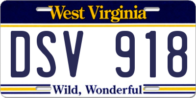 WV license plate DSV918