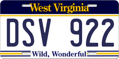 WV license plate DSV922
