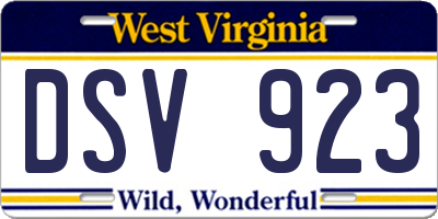 WV license plate DSV923