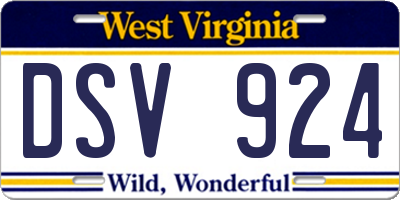 WV license plate DSV924