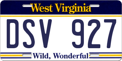 WV license plate DSV927