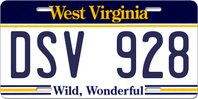 WV license plate DSV928