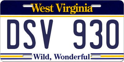 WV license plate DSV930
