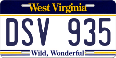 WV license plate DSV935