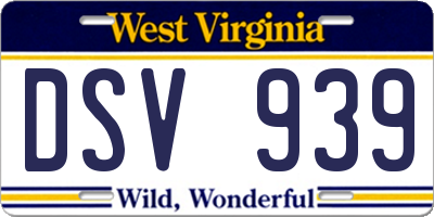 WV license plate DSV939
