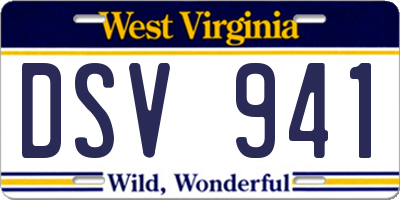 WV license plate DSV941