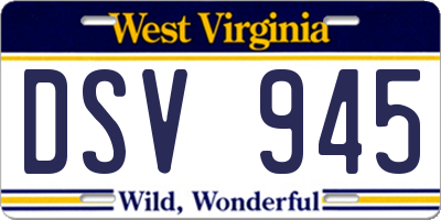 WV license plate DSV945